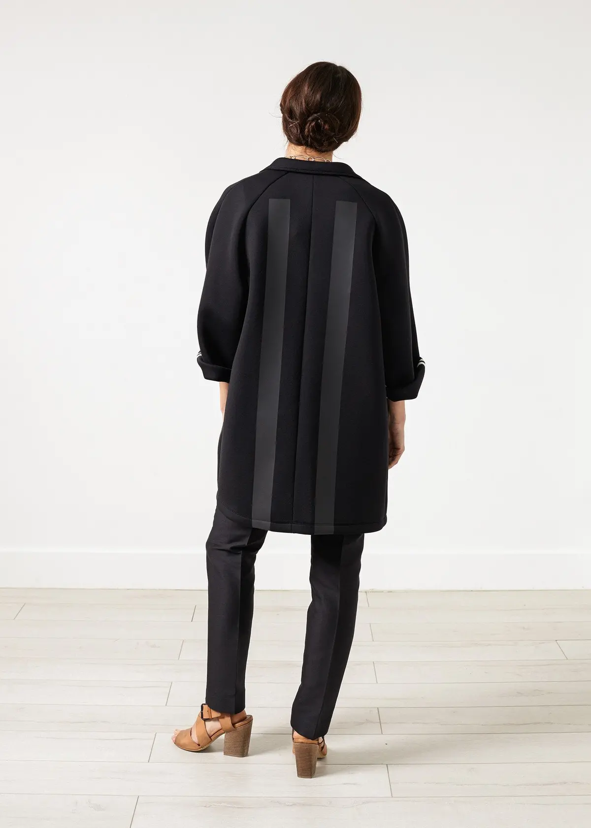Neoprene Flower Coat In Black 3