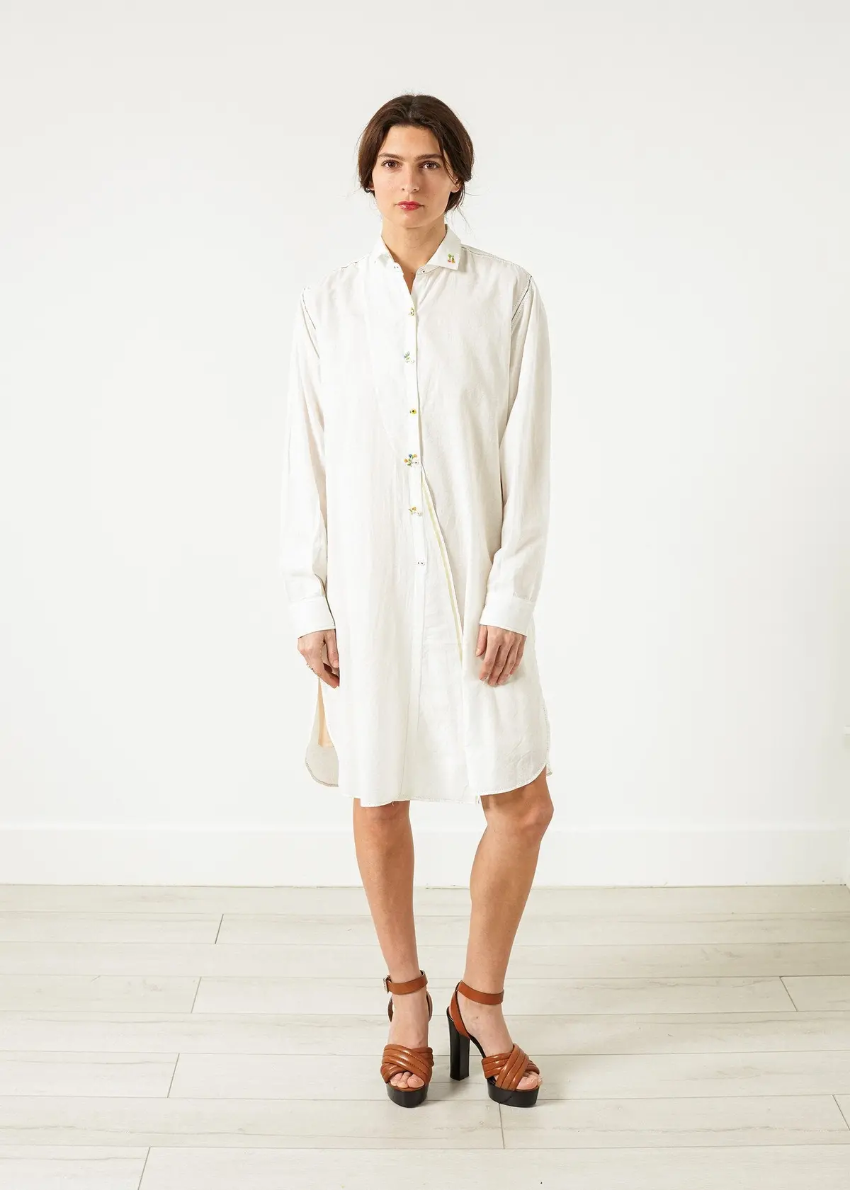 Pleated Sleeve Tunic In White 7