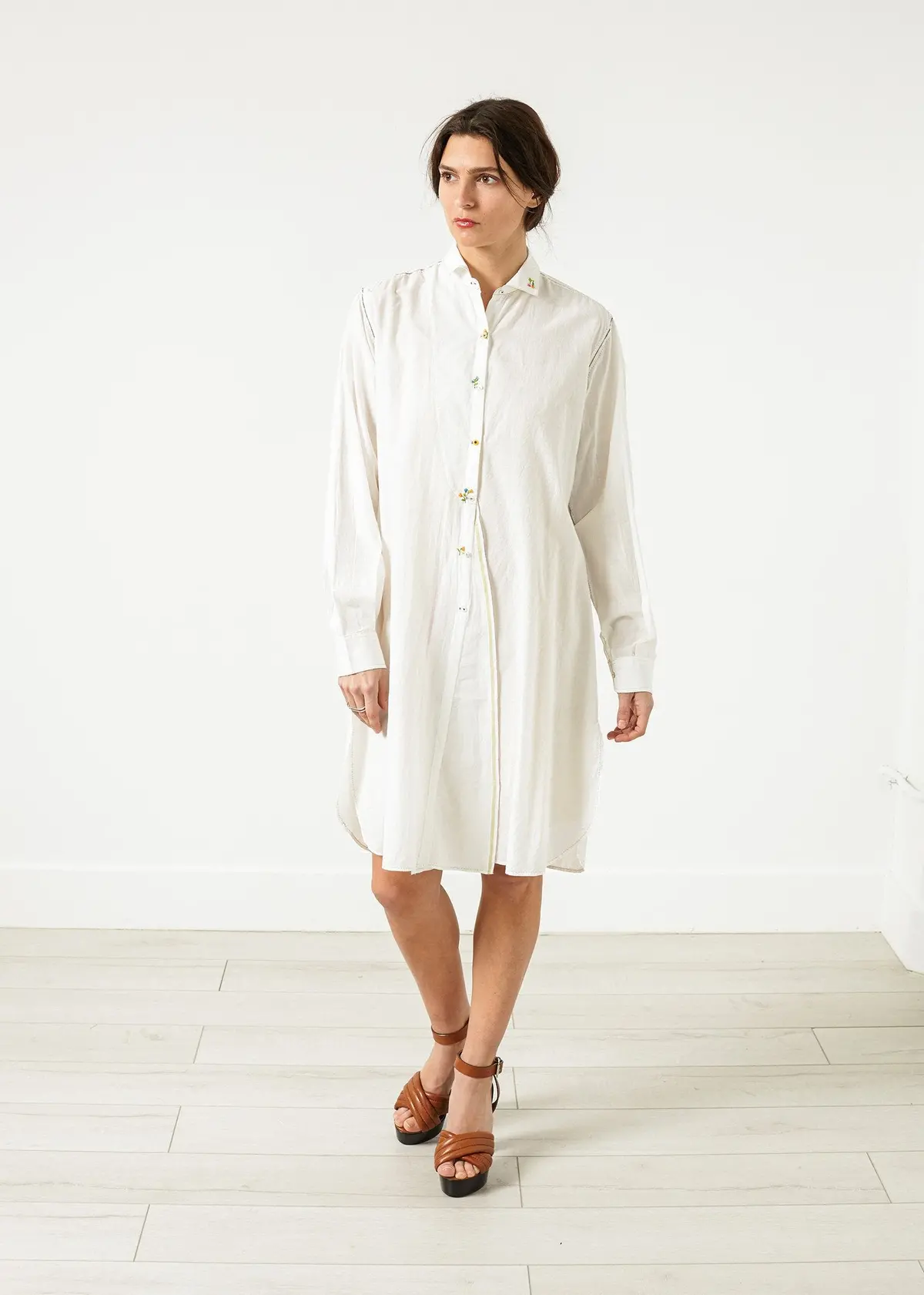 Pleated Sleeve Tunic In White 1