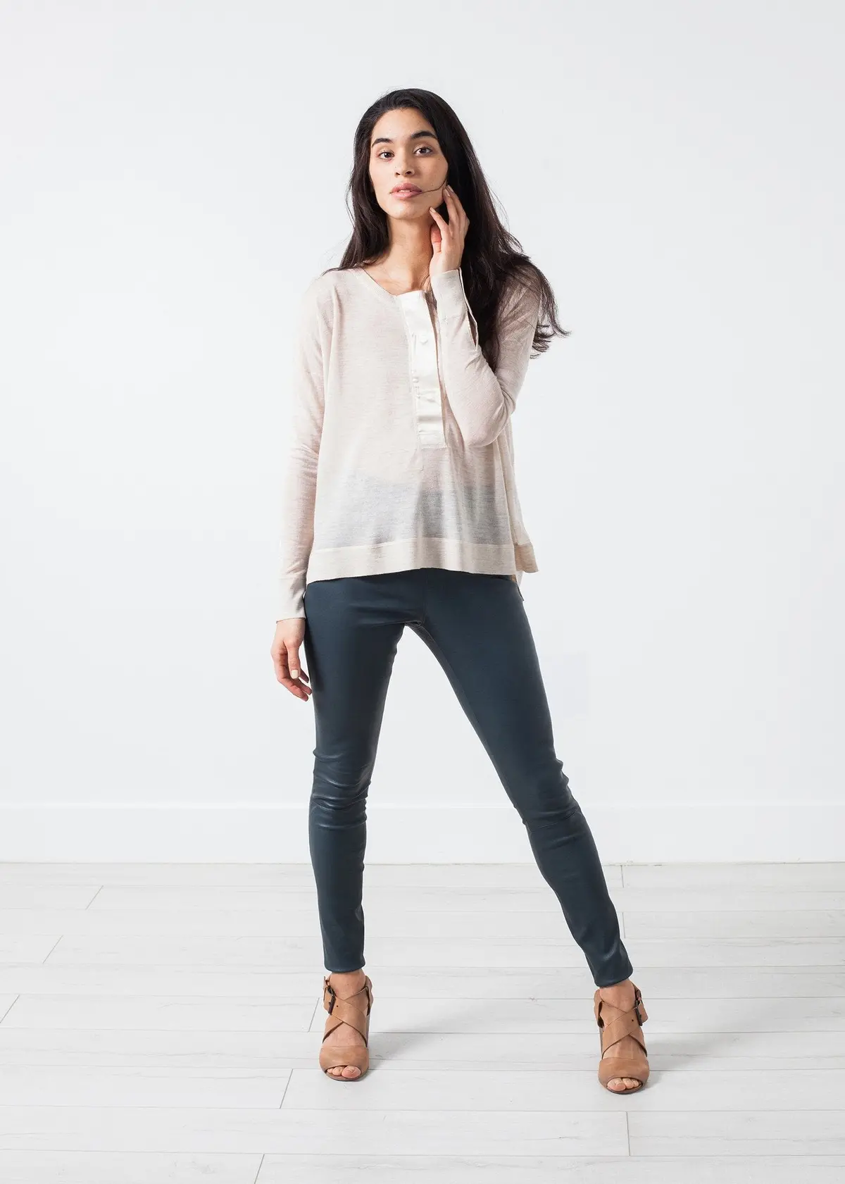 Elenaso Leather Trouser In Cool Grey 1