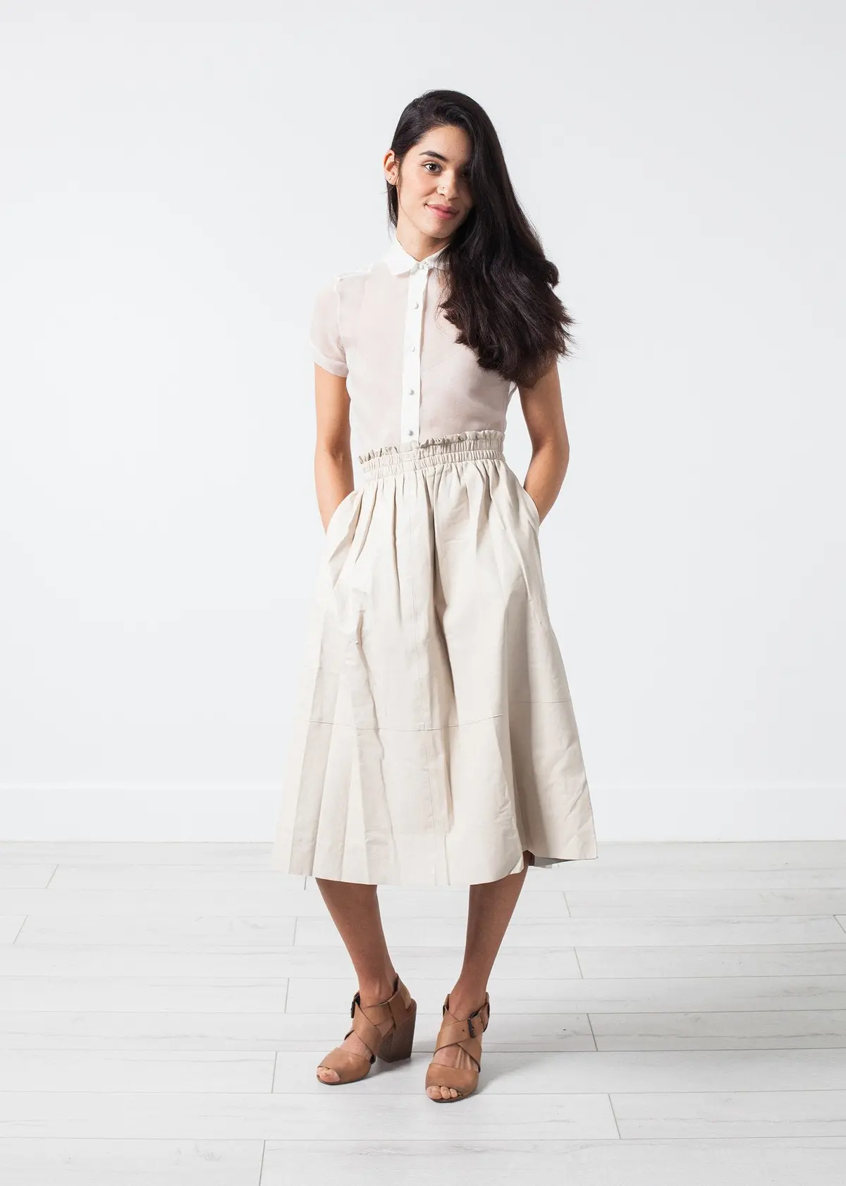 Eulera Leather Skirt In Cream 6