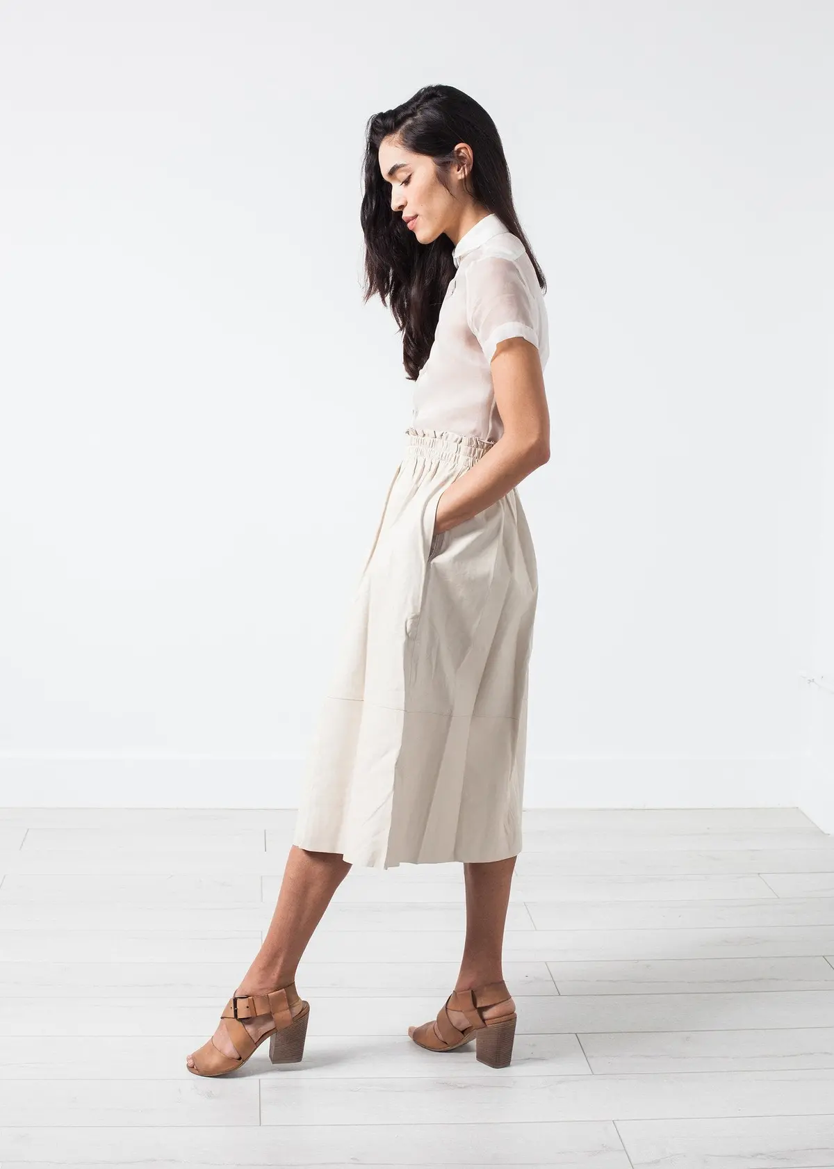 Eulera Leather Skirt In Cream 4