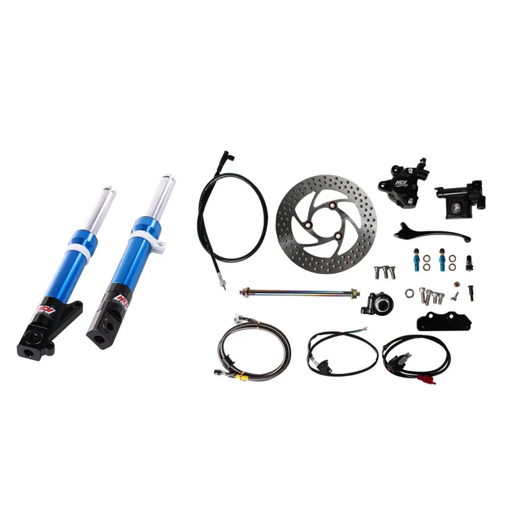 Ncy Front End Kit (Blue Forks, No Rim); Honda Ruckus 1