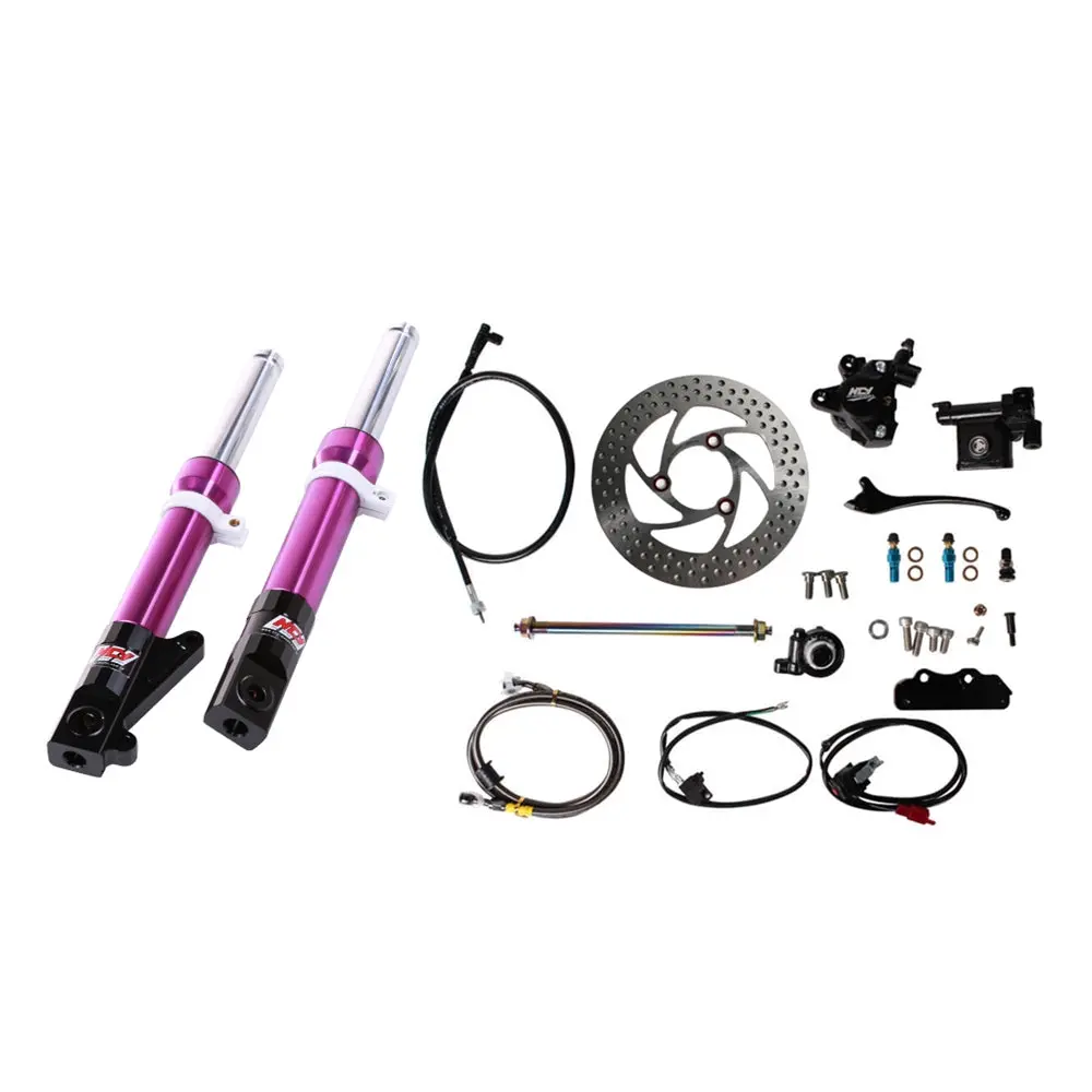 Ncy Front End Kit (Purple Forks, No Rim); Honda Ruckus 1