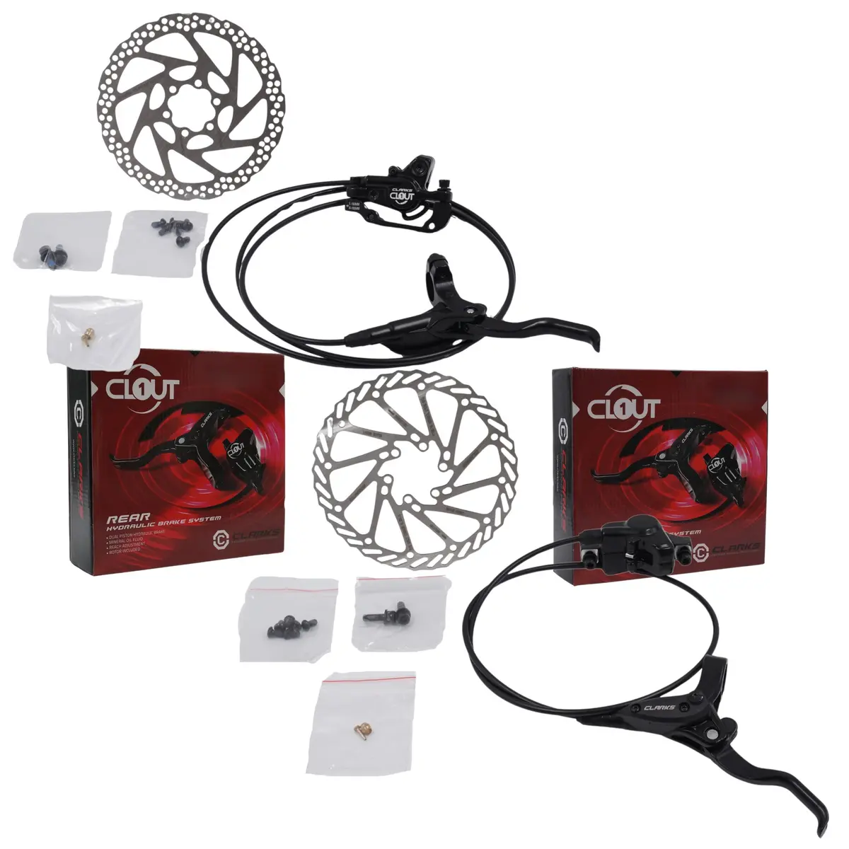 Clarks Clout 1 Hydraulic Front And Rear Disc Brake Set With 160Mm Rotors 1