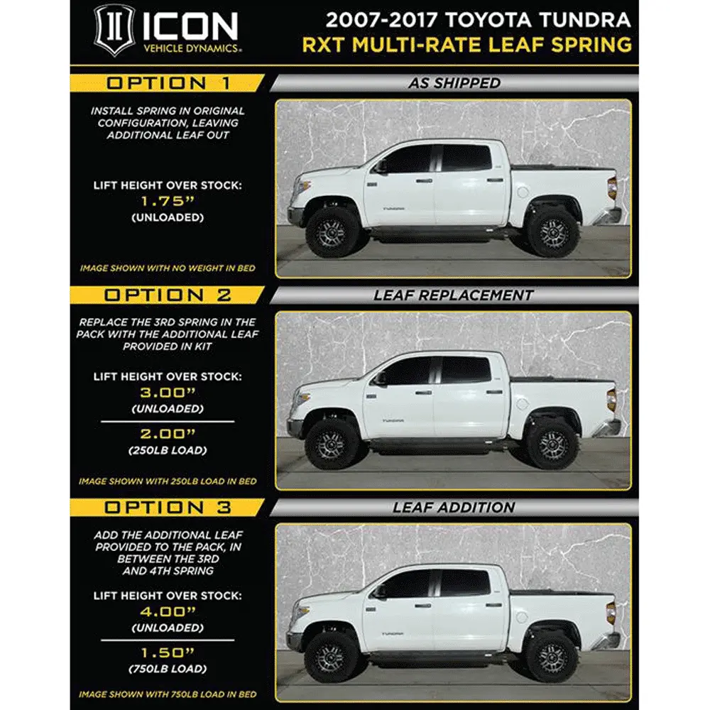 Icon - Multi Rate Rxt Leaf Spring Pack With Add In Leaf - Toyota Tundra (2007-2021) 2