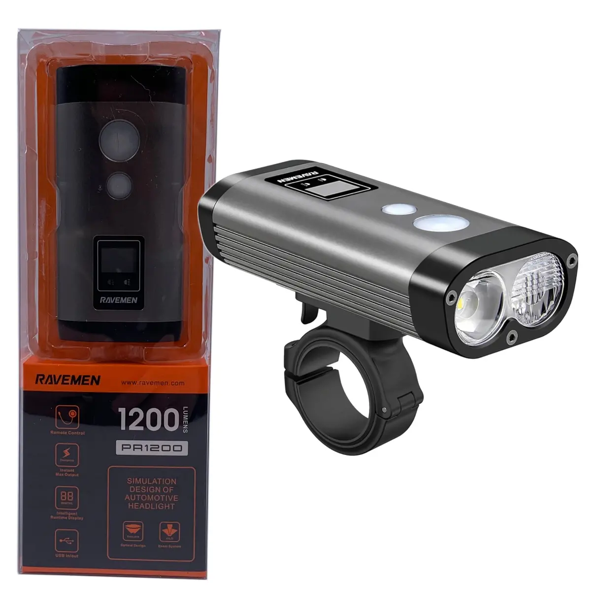 Ravemen Pr1200 1200 Lumen Usb Dual Headlight W/ Remote Switch 2