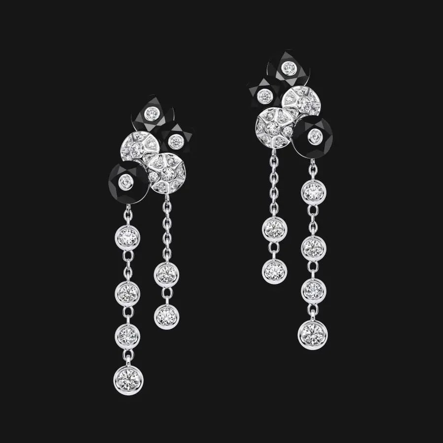 18K Dangling Obsidian Earrings 1