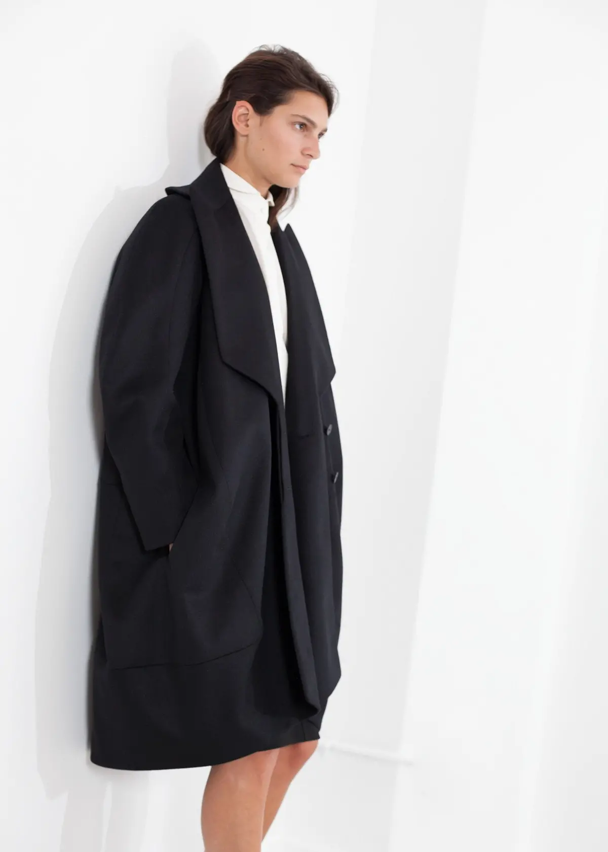 Shahmeena Cocoon Coat In Black 3