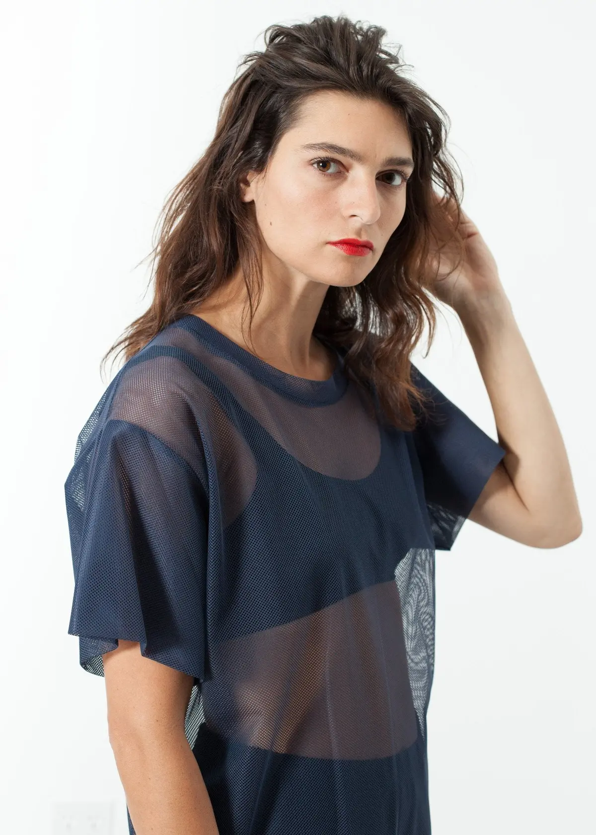 Mesh Over Dress In Navy 2