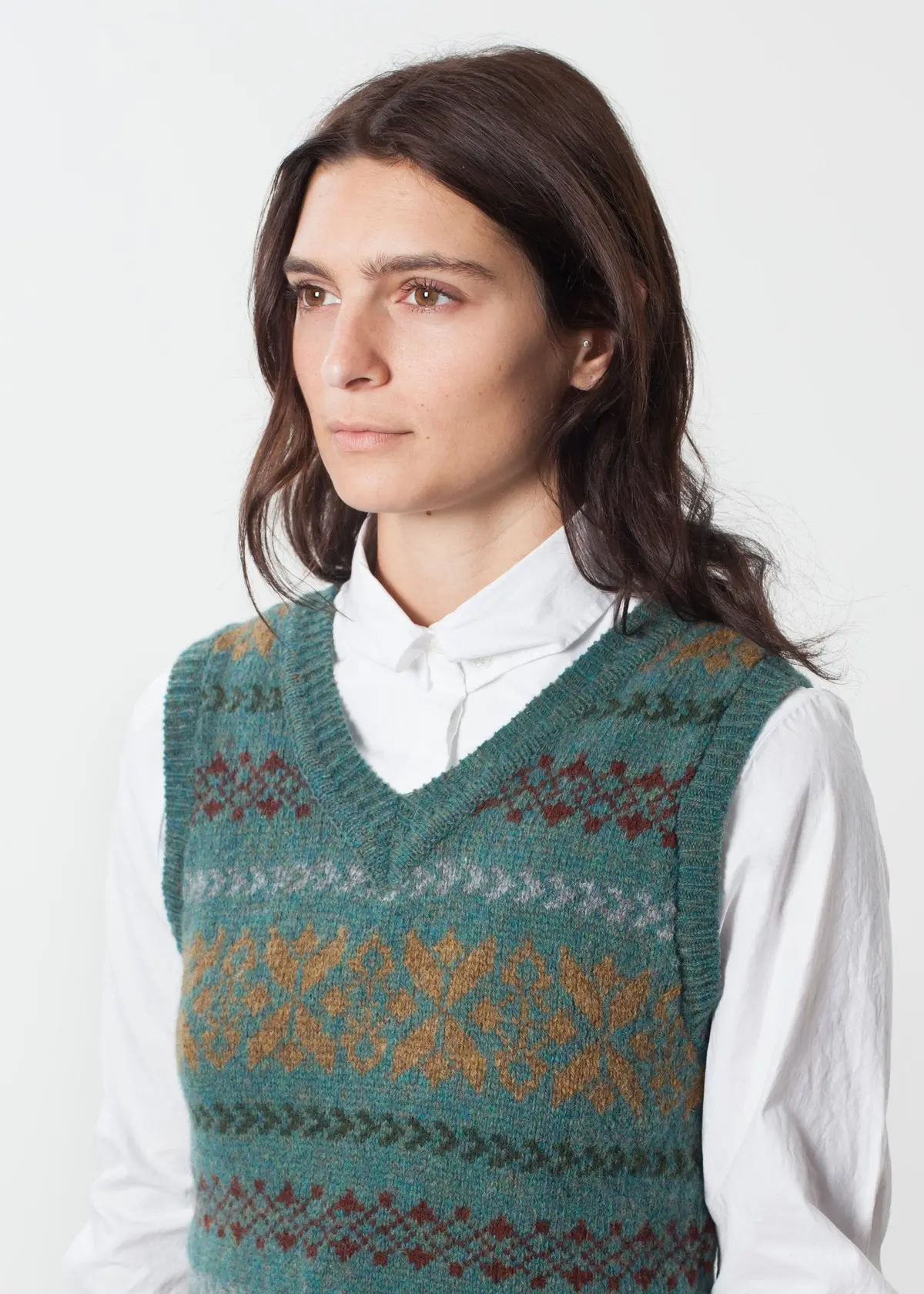 Fair Isle Vest In Army 7