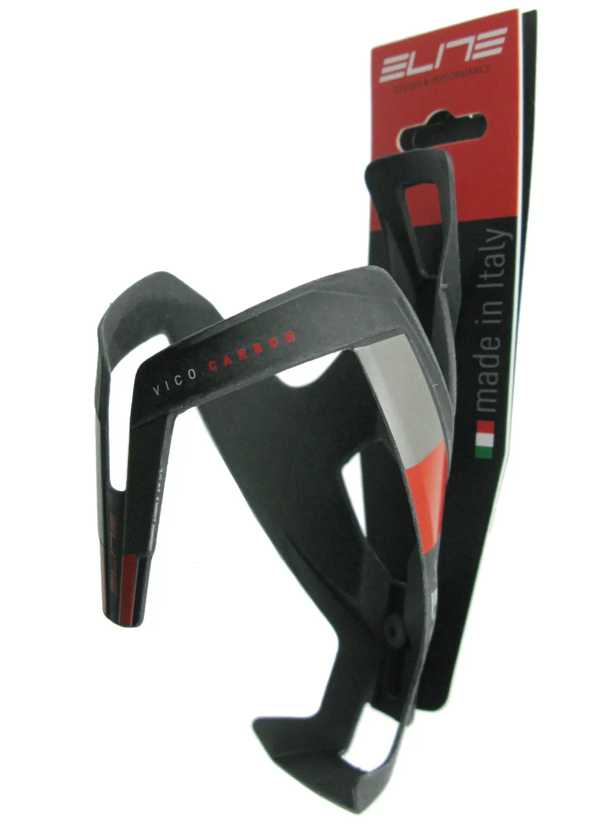 Elite Vico Carbon Water Bottle Cage Matte Red Graphic 1
