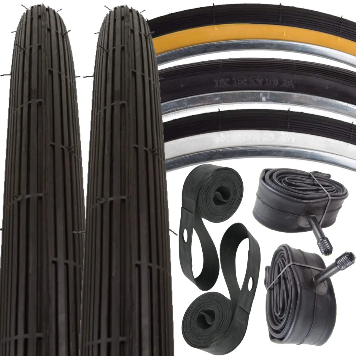 Kenda K23 26X1-3/8X1-1/4 37-597 Schwinn S6 Tire Tube & Strip Kit 1