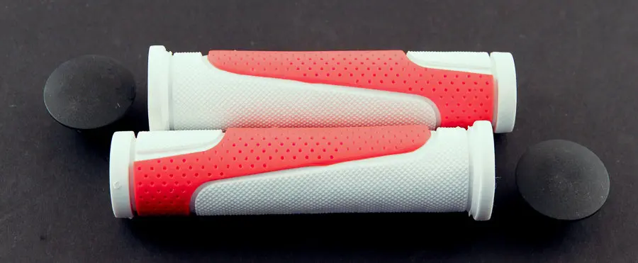 Velo Red / White Handlebar Kraton Rubber Grips For Mtb Bmx Hybrid Bike New 1