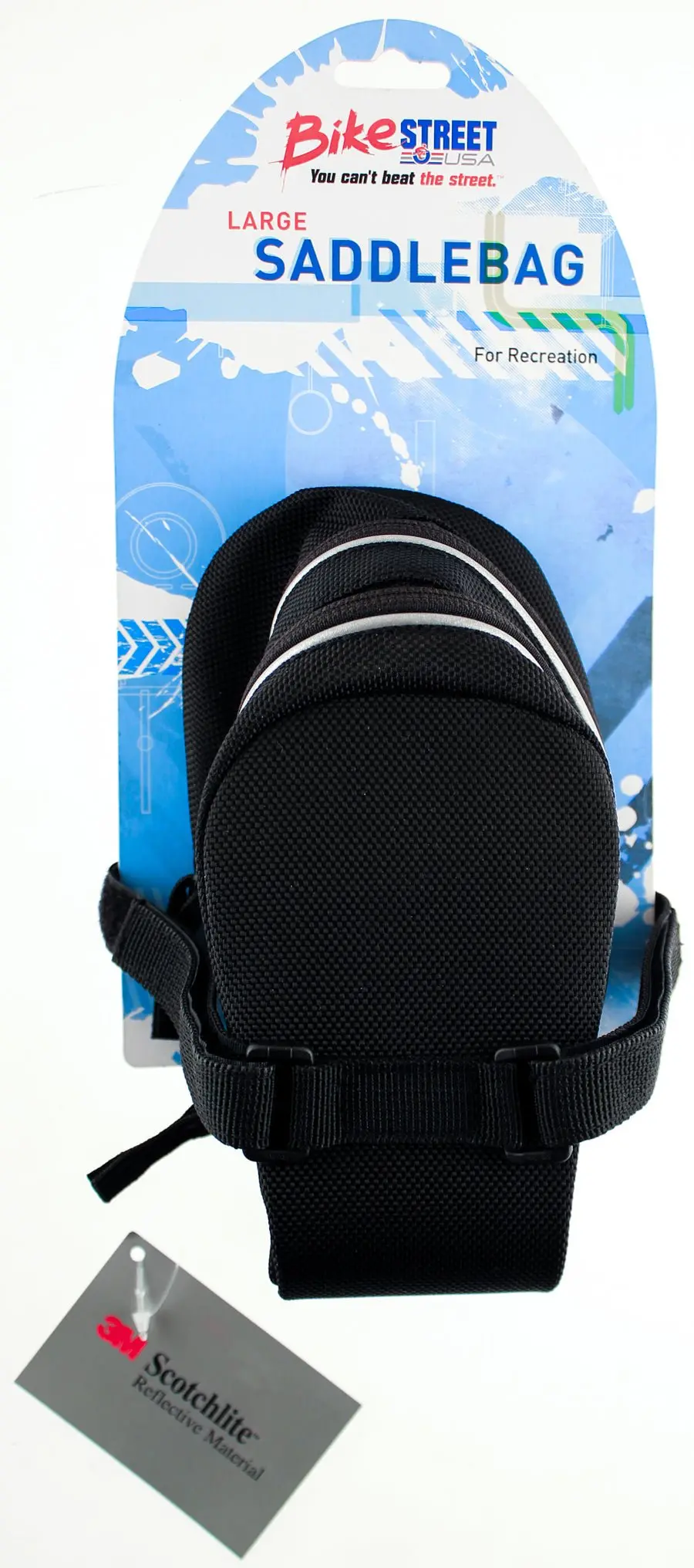 Bicycle Saddlebag Saddle Bag Bike Black  Straps Reflective Expandable New 1