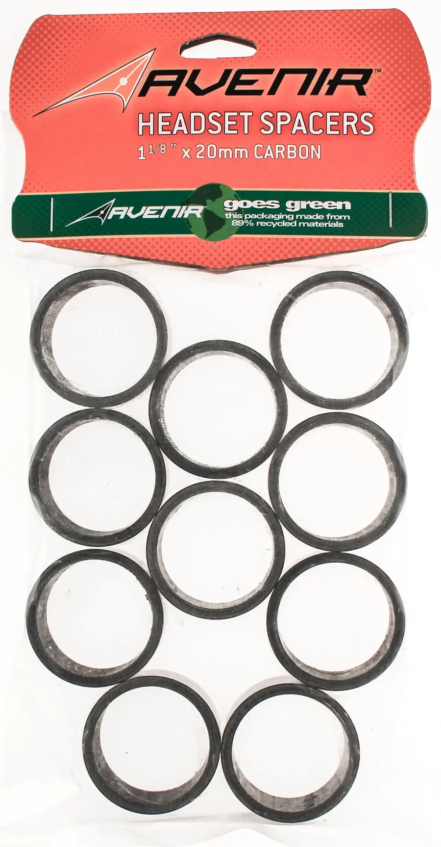 Avenir 10 Pack 20Mm 1 1/8" Carbon Headset Spacers 200Mm Total Road Mtb Bike New 1