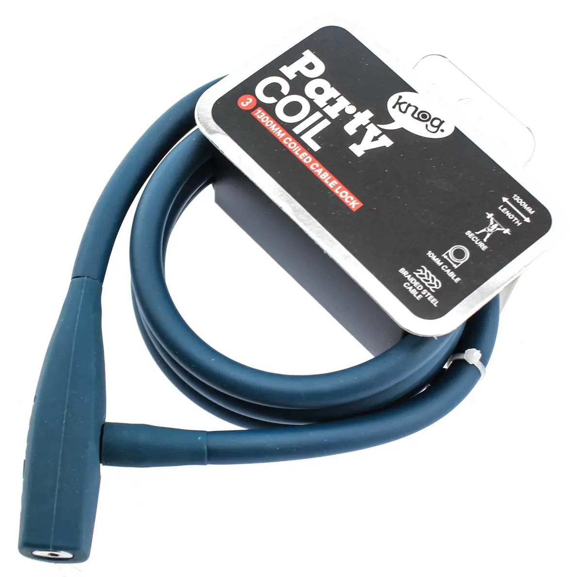 Knog Party Coil 1300Mm Coiled Cable Bike Lock 10Mm Braided Steel Indigo New 1