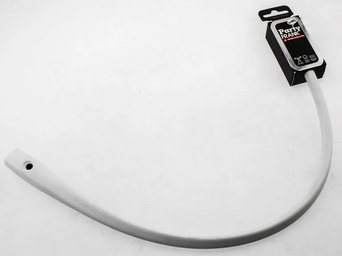 Knog Party Frank 620Mm Cable Bike Lock With Bracket White Keyed Steel New 1