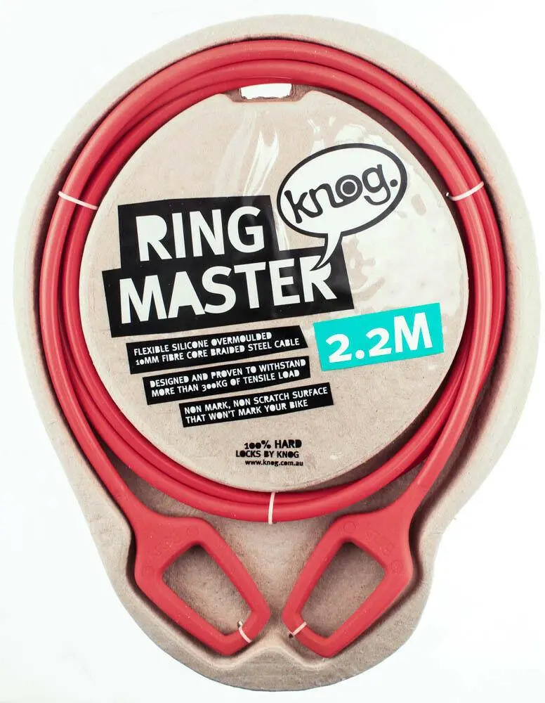 Knog Ring Master 2.2M Bike Cable Bike Silicone Over-Moulded Red 10Mm Steel New 1