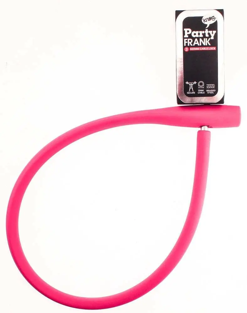 Knog Party Frank 620Mm Cable Bike Lock With Bracket Rose Pink Keyed Steel New 1