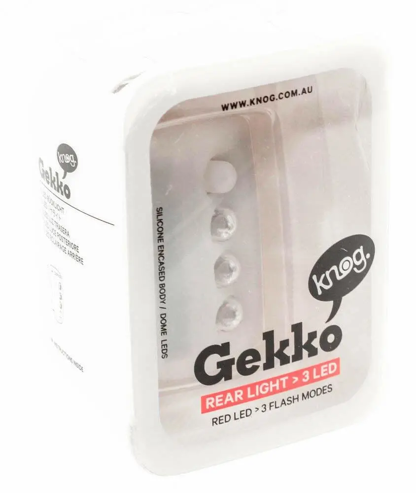 Knog Gekko 3 Red Led Bike Tail Light Rear Translucent 3 Flash Mode 2.4 Lumen New 1