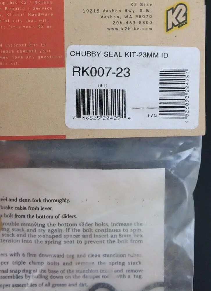 K2 Noleen Rk007-23 Chubby Lt Seal Kit-23Mm Rebuild Kit 2