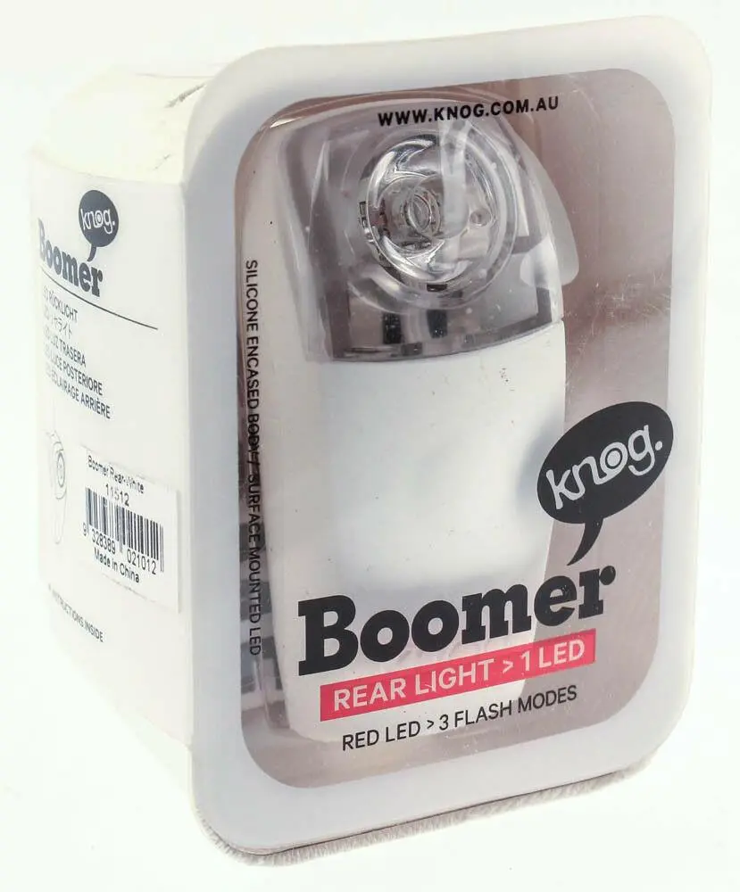 Knog Boomer White Bike Rear 1 Red Led Light 7 Lumens 3 Mode 600M Visibility New 1
