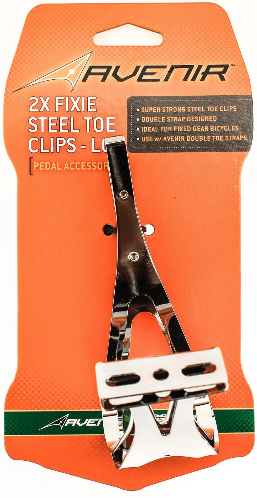 Avenir 2X Fixie Steel Toe Clips Lg Bike Pedals Strapless Double Strap Silver New 1
