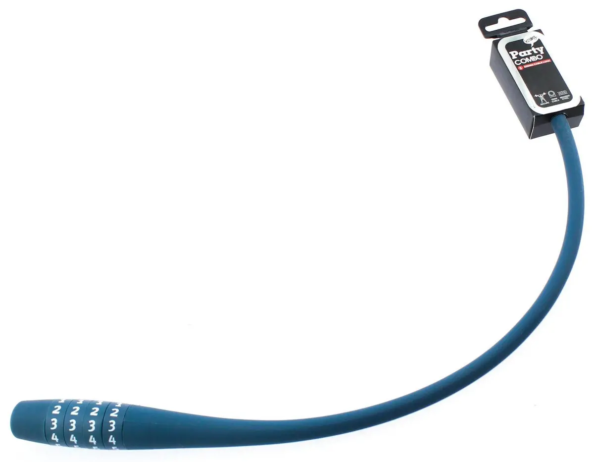Knog Party Combo 620Mm Cable Combination Bike Lock Braided Steel Indigo New 1