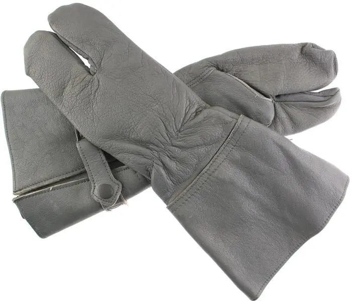 German Military Cycle Leather Gloves 2 - Finger Germany Medium Med M Gauntlet 1