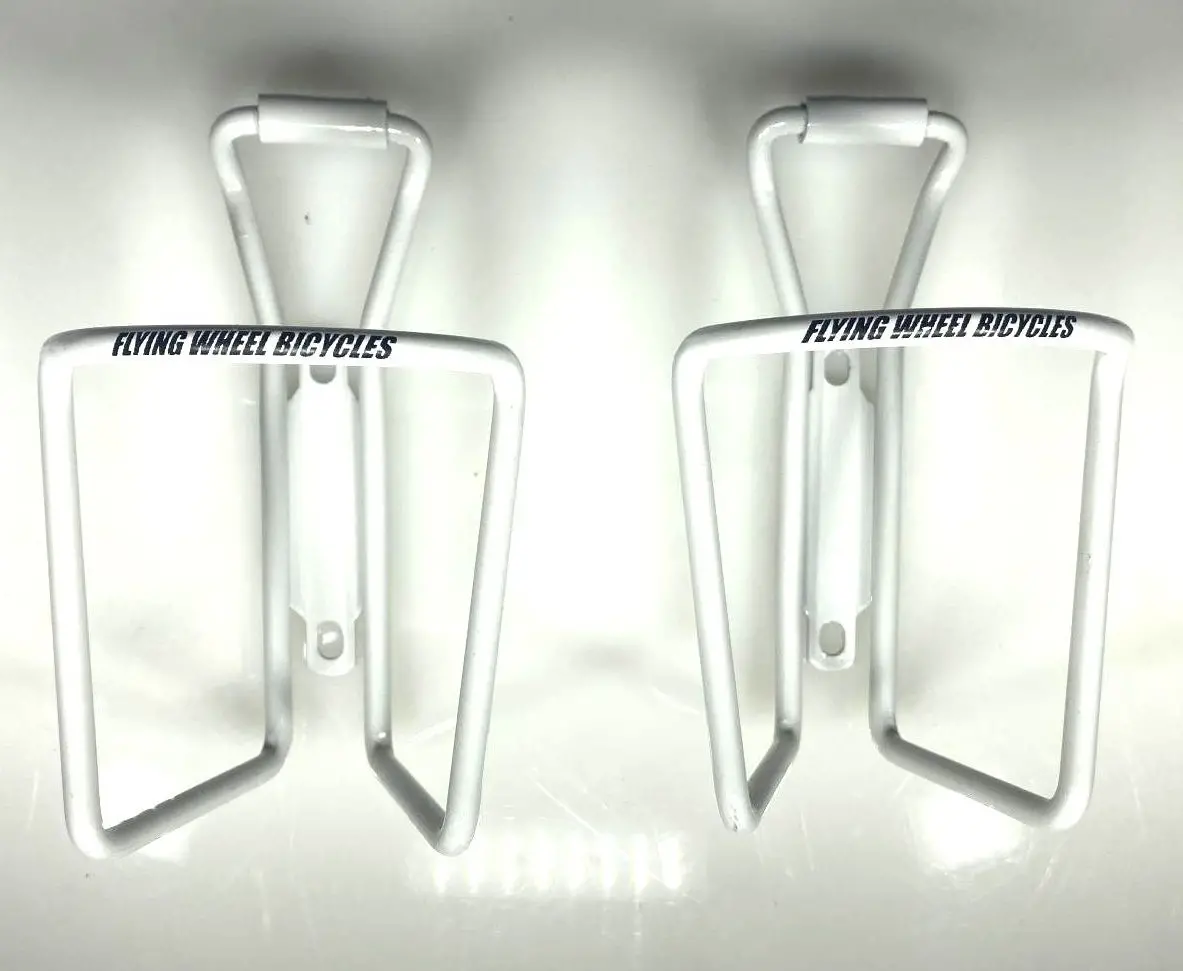 Lot Two Of White Flying Wheel Bicycles Bike Water Bottle Cage New 1