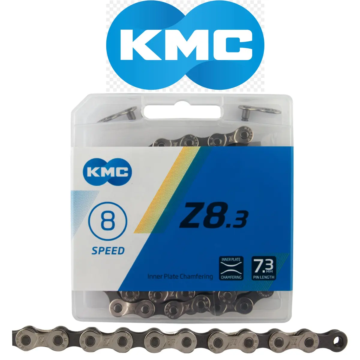 Kmc Z8.3 8-Speed Bike Chain Gray-Silver 116 Links 1