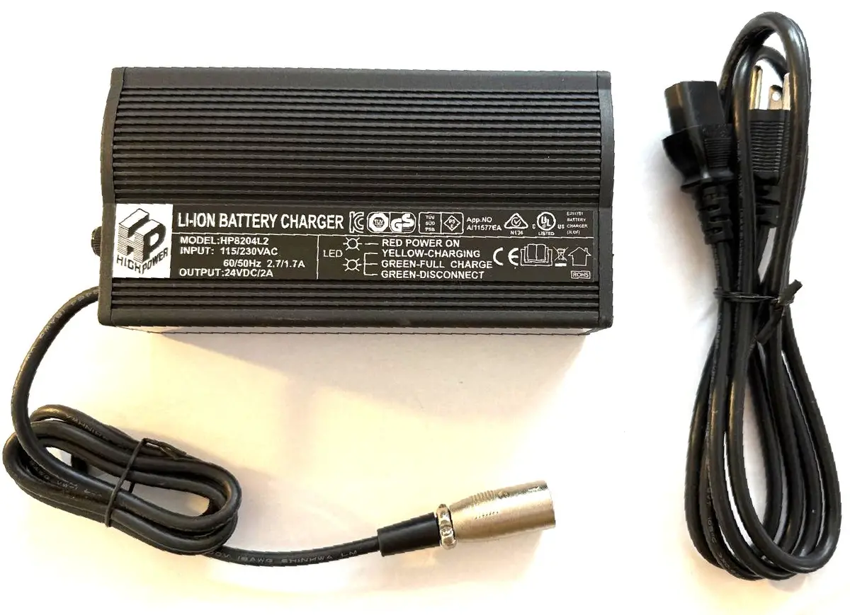 Currie Electric E Scooter Bike Charger Li-Ion 24Vdc/2A 115/230Vac Hp8204l2 New 1