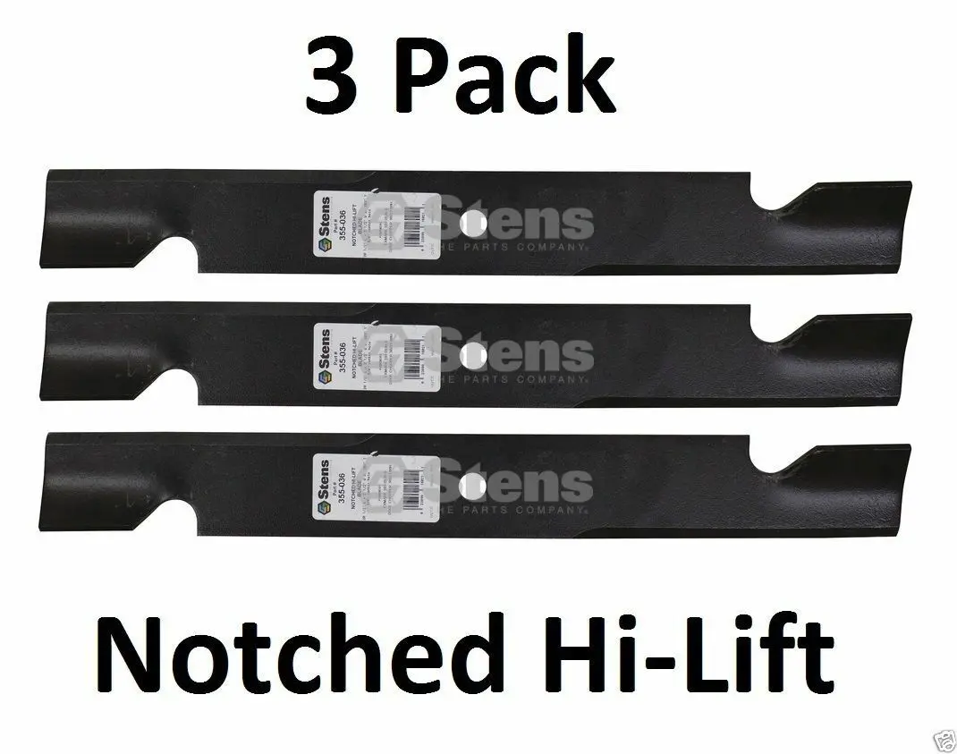 3 Stens Notched Hi-Lift Blade Fits Exmark 103-2530-S Stens #355-036 1