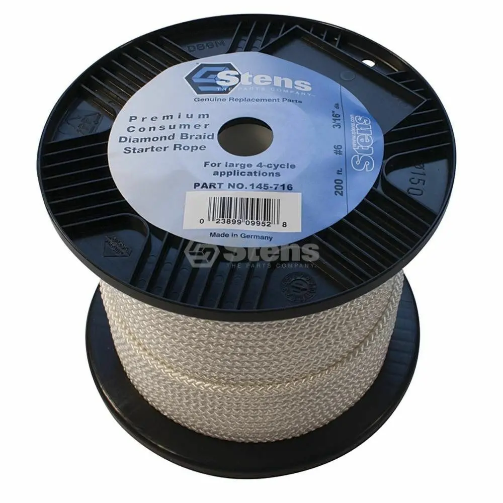 145-716 Stens 200' Length 3/16" Diameter Diamond Braid Starter Rope #6 Read Desc 1