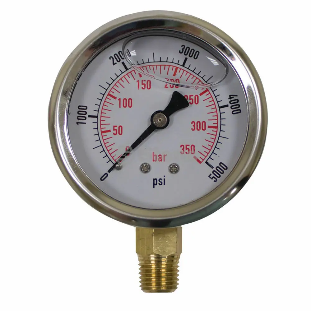 758-974 Stens Pressure Washer Gauge Pressures To 5000, 1/4" Npt Stainless Steel 1