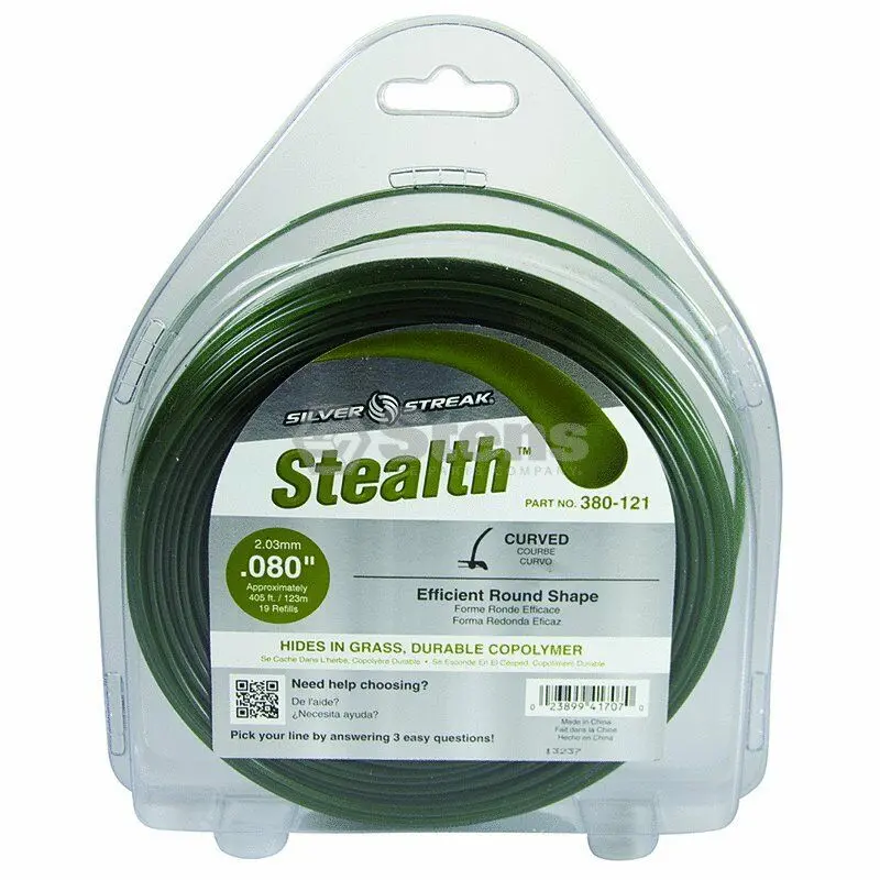 380-121 Stealth .080 Trimmer Line Stens Silver Streak 1Lb Donut (405Ft) 1