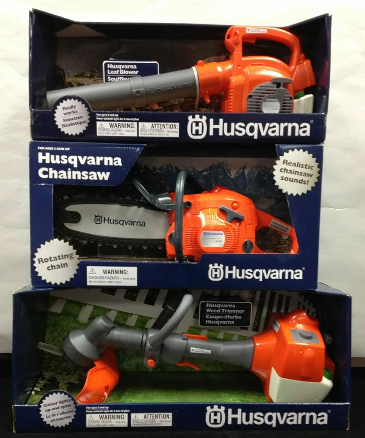Husqvarna Toy Lawn Equipment Blower / Trimmer / Chainsaw Set 1