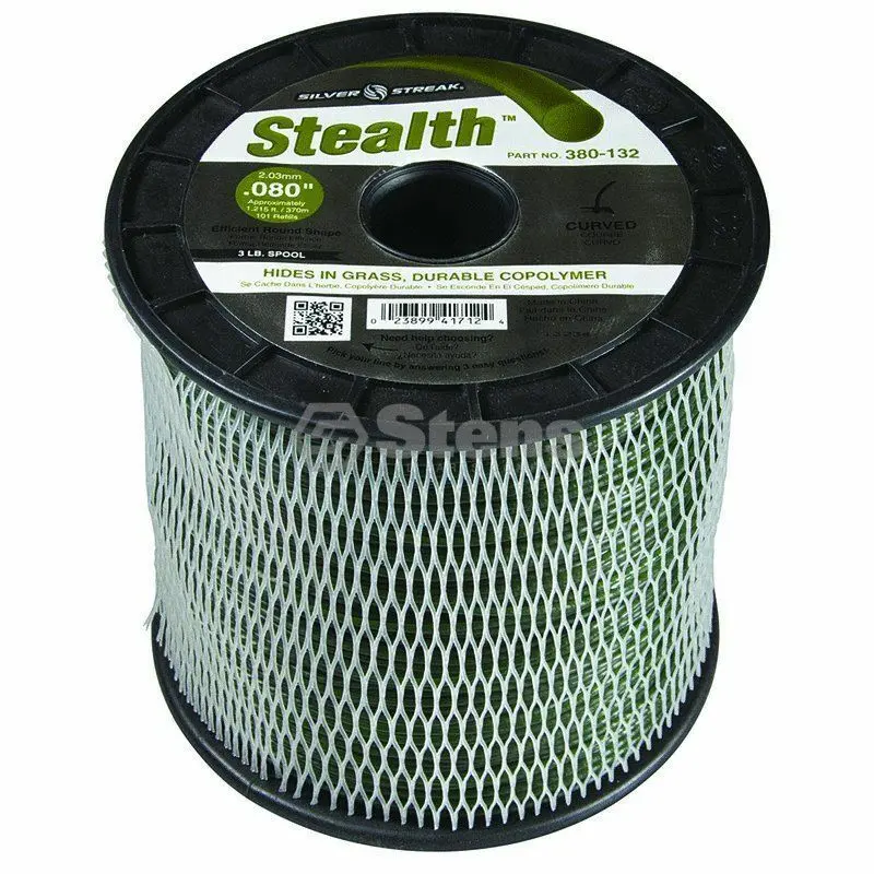 380-132 Stealth .080 Trimmer Line Stens Silver Streak 3Lb Spool (1215Ft) 1