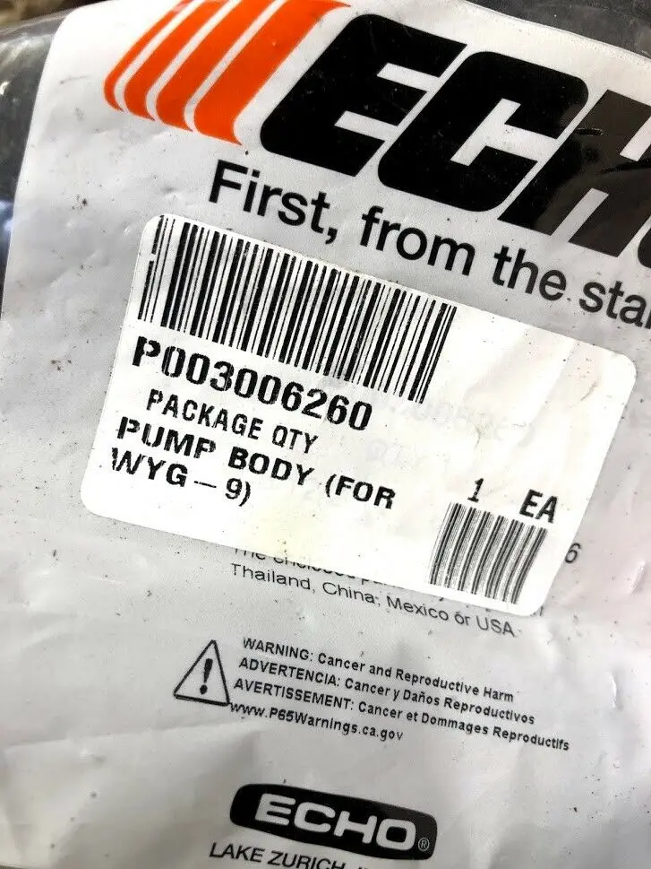 P003006260 Genuine Echo Pump Body (For Wyg-9) Carburetor T262 Srm-2620 Ppt-2620 1