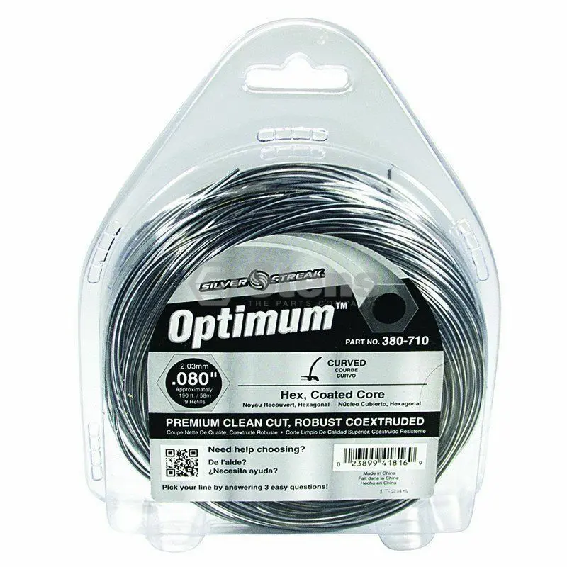 380-710 Optimum .080 Trimmer Line Stens Silver Streak 1/2Lb Donut (190Ft) 1