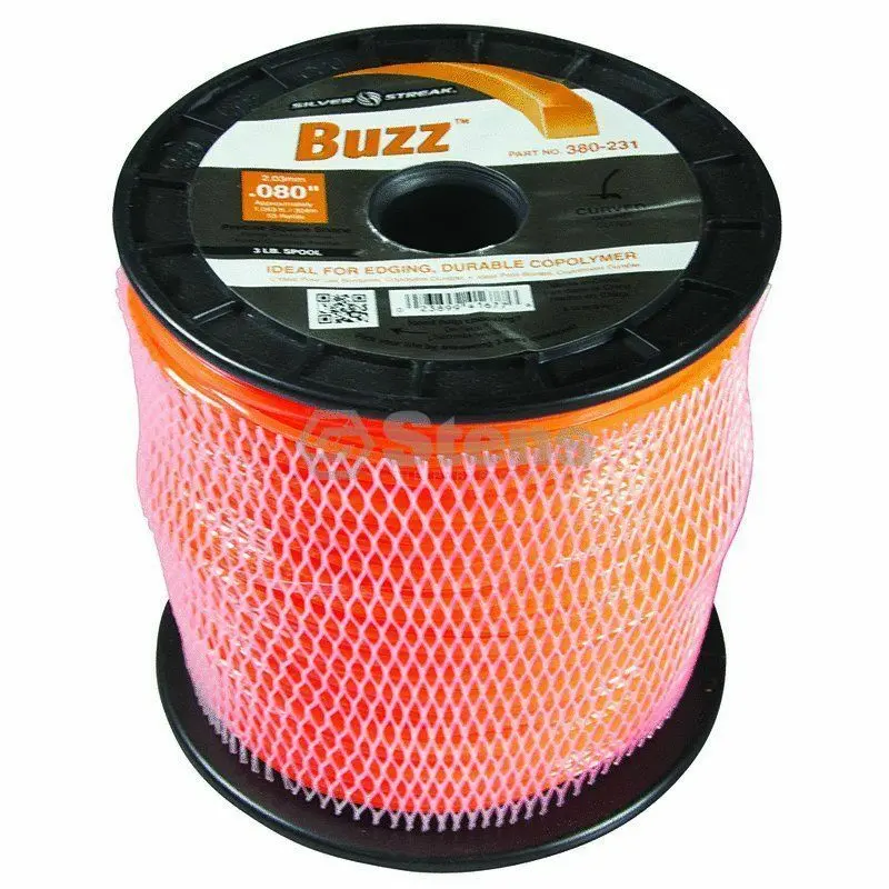 380-231 Buzz .080 Trimmer Line Stens Silver Streak 3Lb Spool (1063Ft) 1