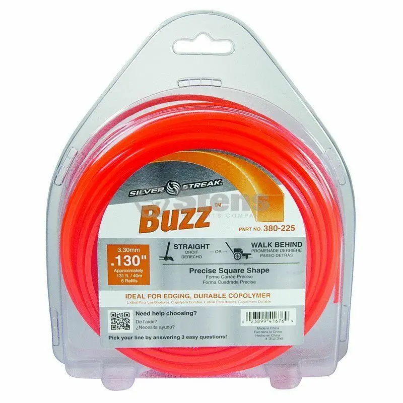 380-225 Buzz .130 Trimmer Line Stens Silver Streak 1Lb Donut (131Ft) 1