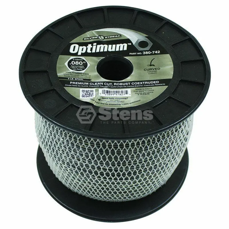 380-742 Optimum .080 Trimmer Line Stens Silver Streak 5Lb Spool (1903Ft) 1