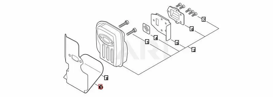 P021050901 + V104002310 Muffler Kit W/Hardware & Heat Shield Pas-2620 Srm-2620 1