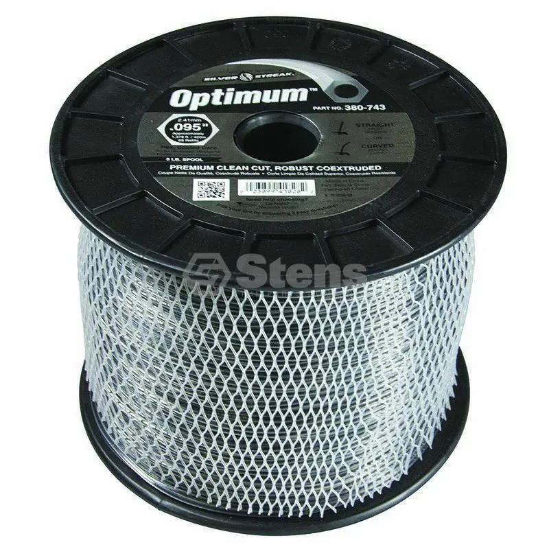 380-743 Optimum .095 Trimmer Line Stens Silver Streak 5Lb Spool (1378Ft) 1