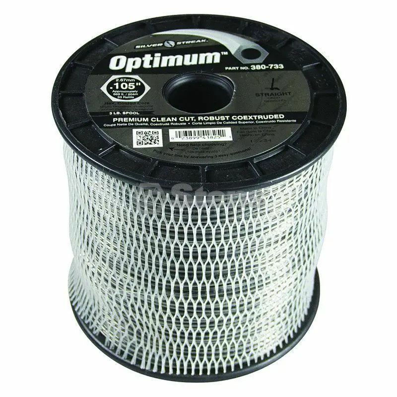 380-733 Optimum .105 Trimmer Line Stens Silver Streak 3Lb Spool (669Ft) 1