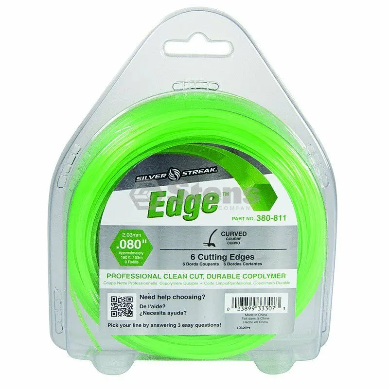 380-811 Edge .080 Trimmer Line Stens Silver Streak 1/2Lb Donut (193Ft) 1