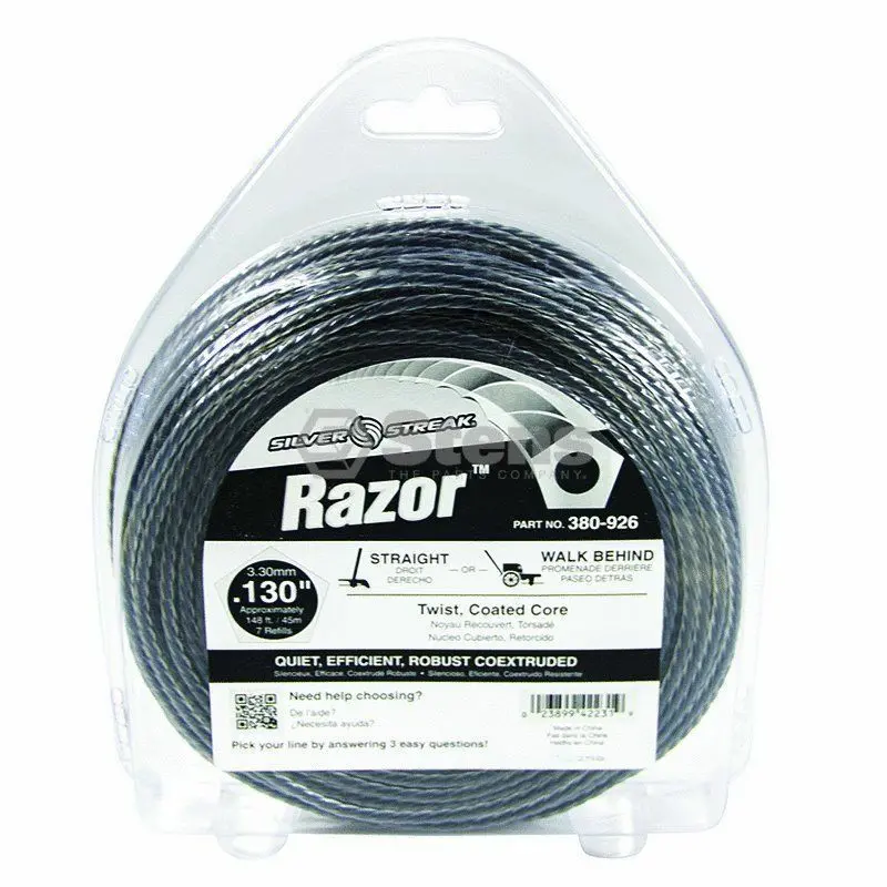 380-926 Razor .130 Trimmer Line Stens Silver Streak 1Lb Donut (148Ft) 1