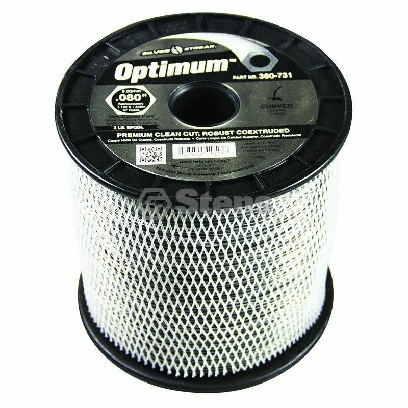 380-731 Optimum .080 Trimmer Line Stens Silver Streak 3Lb Spool (1142Ft) 1